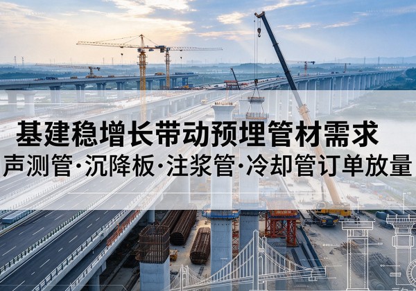 江孜基建稳增长带动预埋监测管材需求，声测管、沉降板、注浆管订单持续放量